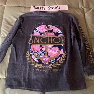 2/$25 Simply Southern Gray and Pink Anchor Long Sleeve Tee